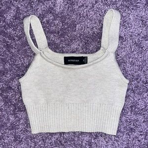 minkpink ribbed sweater crop top